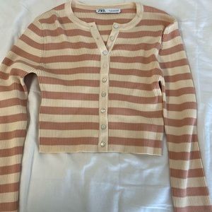 Zara stripped cropped cardigan
